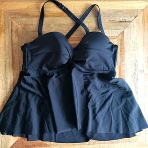 💖💖 NWOT Torrid Black Peplum Wrap Tankini Size 12 Swimwear ⛱  🏖 🌊